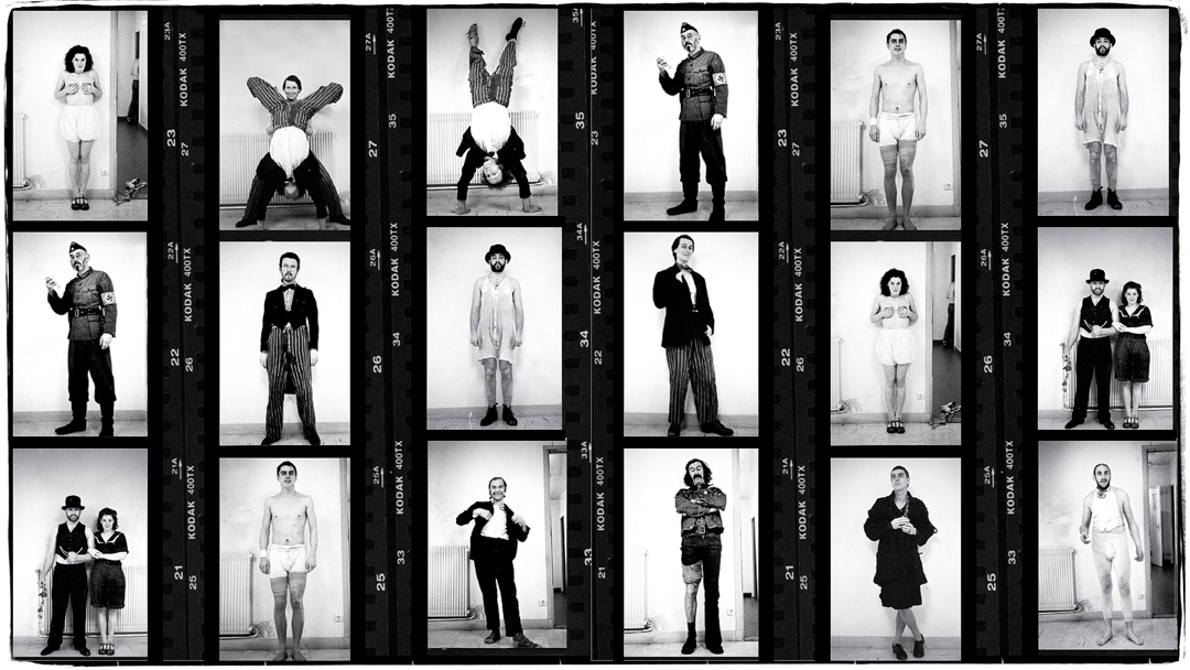 Later on in the tour, larking around backstage